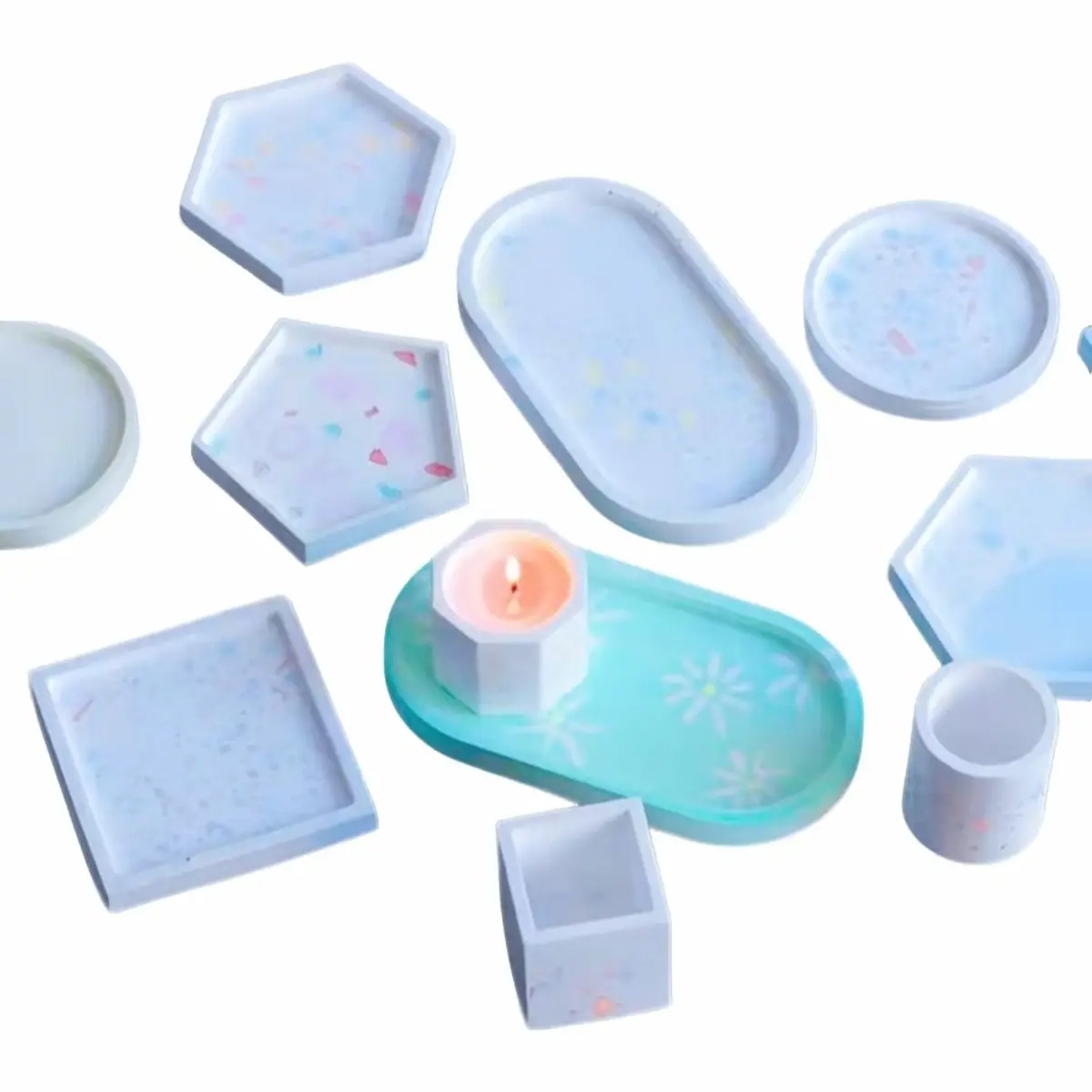 Colored jesmonite crafts made by our Alpha Gypsum Powder