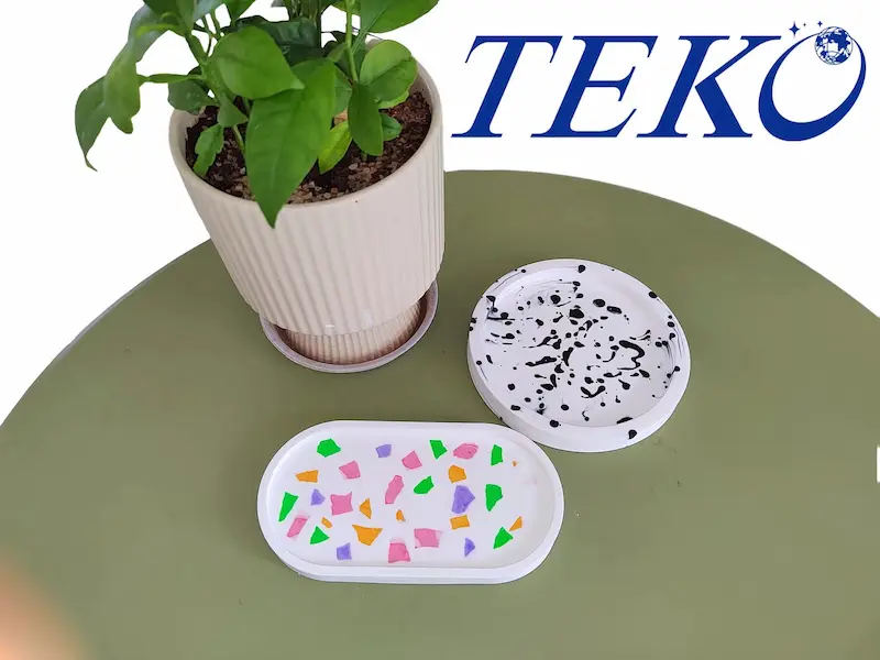 Premium Teko terrazzo trays and pots made from raw craft plaster powder