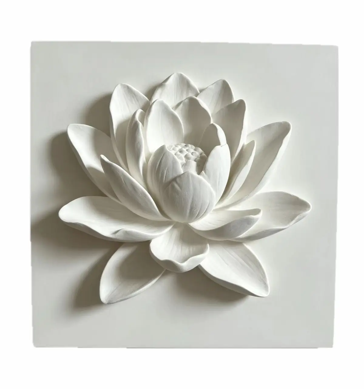 3D lotus relief mural cast with super white alpha plaster powder