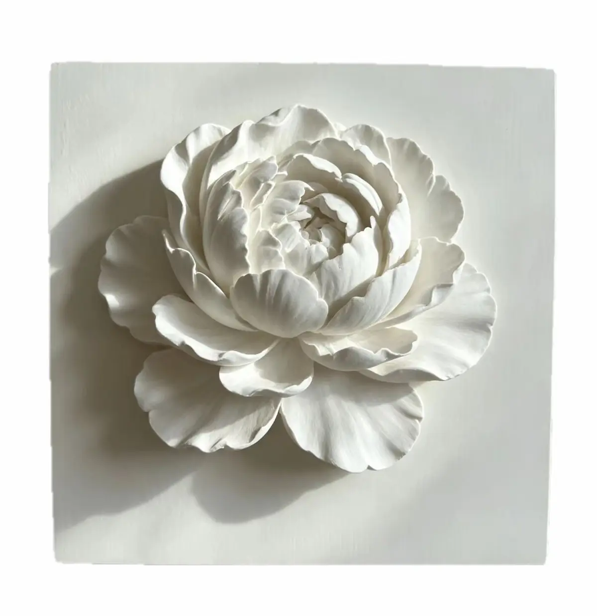 3D peony relief mural wall tile cast with super white alpha plaster powder