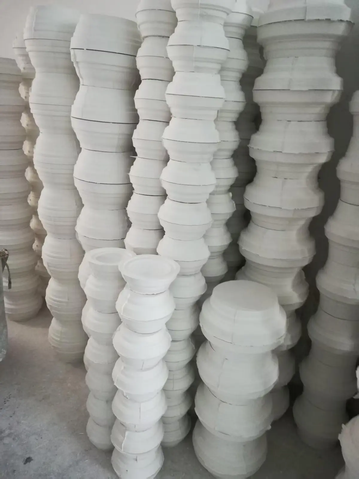 Stacked ceramic press molds made with TEKO high-strength plaster powder
